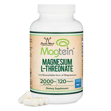Magnesium L Threonate, Magtein - NSF Certified - Sleep and Cognitive Support – High Absorption – Most Bioavailable Form of Magnesium – 2,000 mg – 120 Capsules Double Wood Supplements Au supplements