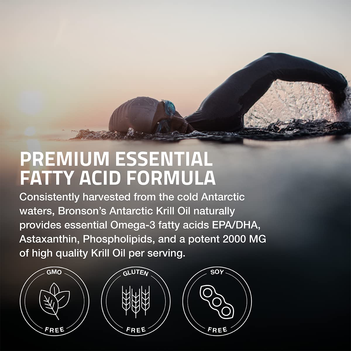 Bronson Antarctic Krill Oil 2000 mg with Omega-3s EPA, DHA, Astaxanthin and Phospholipi Bronson Au supplements
