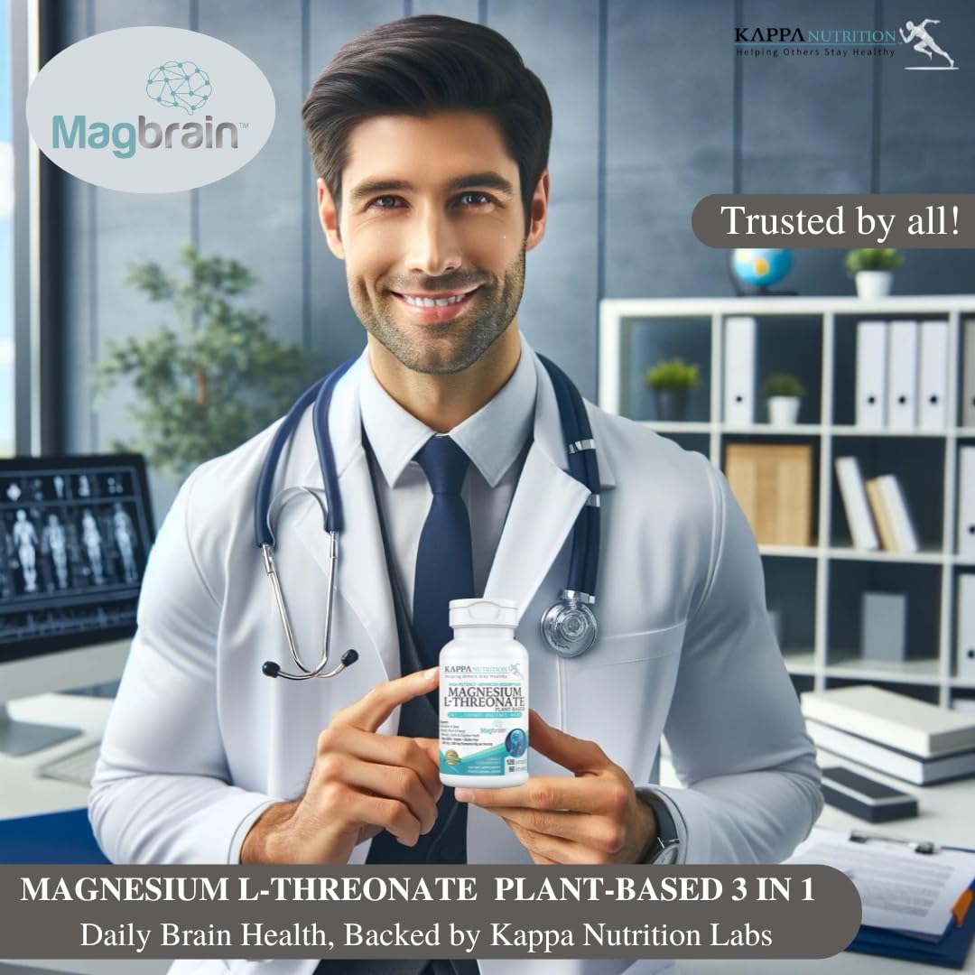 Kappa Nutrition Powered by Magbrain™ Magnesium L-Threonate Plant-Based, 420mg Elemental Magnesium (3 Capsules) from 2,253mg, 120 Vegan Capsules, Brain, Sleep & Muscle Support. KAPPA NUTRITION Au supplements