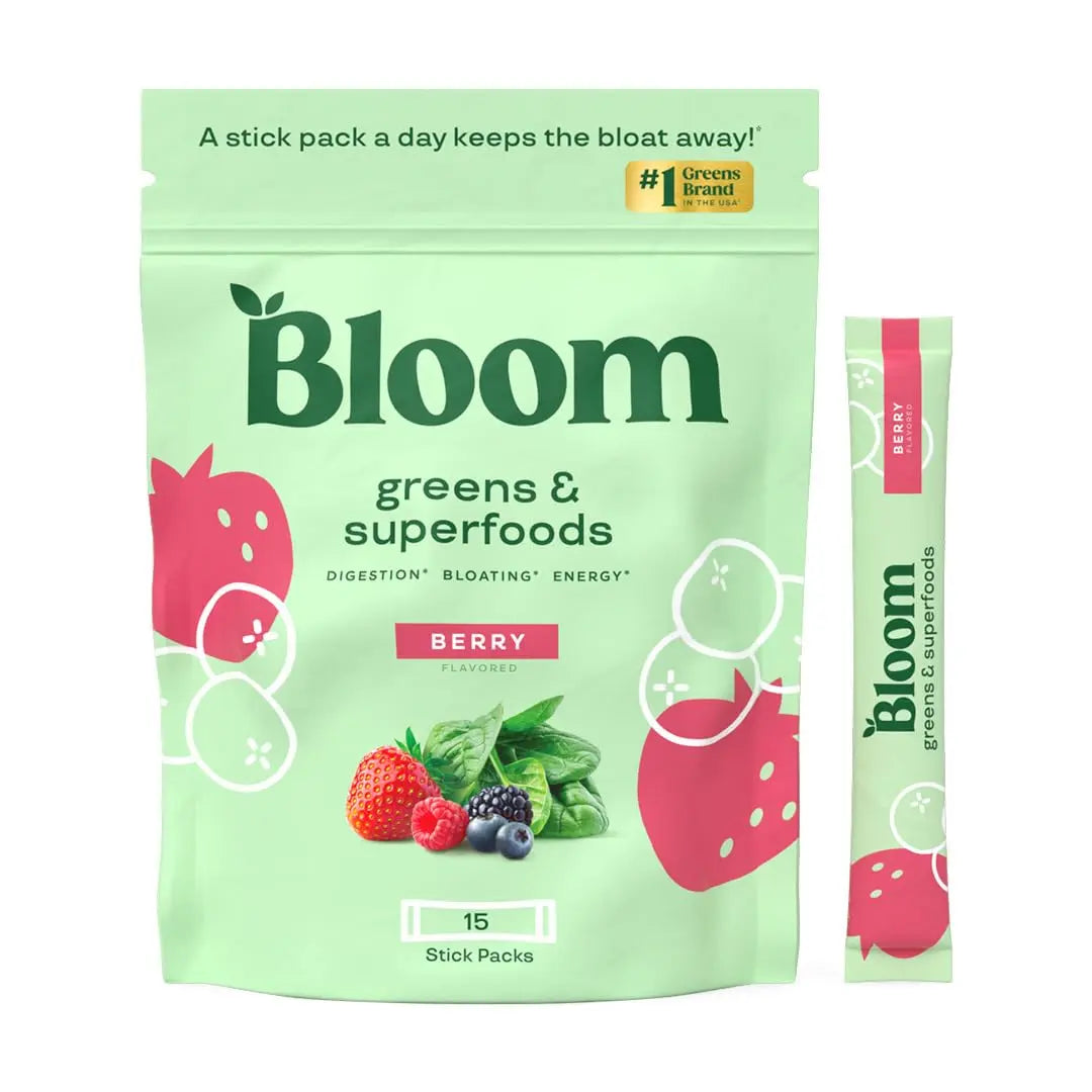 Bloom Nutrition Super Greens Powder Smoothie Mix, 15 Stick Packs - Probiotics Bloom Nutrition uk supplements