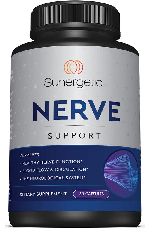 Premium Nerve Support Supplement – with Alpha Lipoic Acid (ALA) 600 mg, Acetyl-L-Carnitine (ALC) & Benfotiamine - Nerve Support Formula for Healthy Circulation, Feet, Hands & Toes - 60 Capsules SunergeticUS supplements