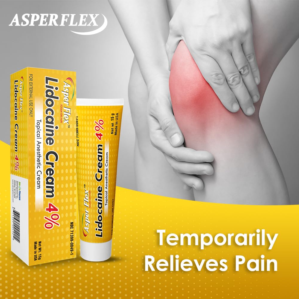 ASPERFLEX™ Lidocaine Pain Relief Cream 4% - Fast-Acting Numbing Cream for Muscle & Joint Pain, Arthritis, Backache, and More - 15G ASPERFLEX Au supplements