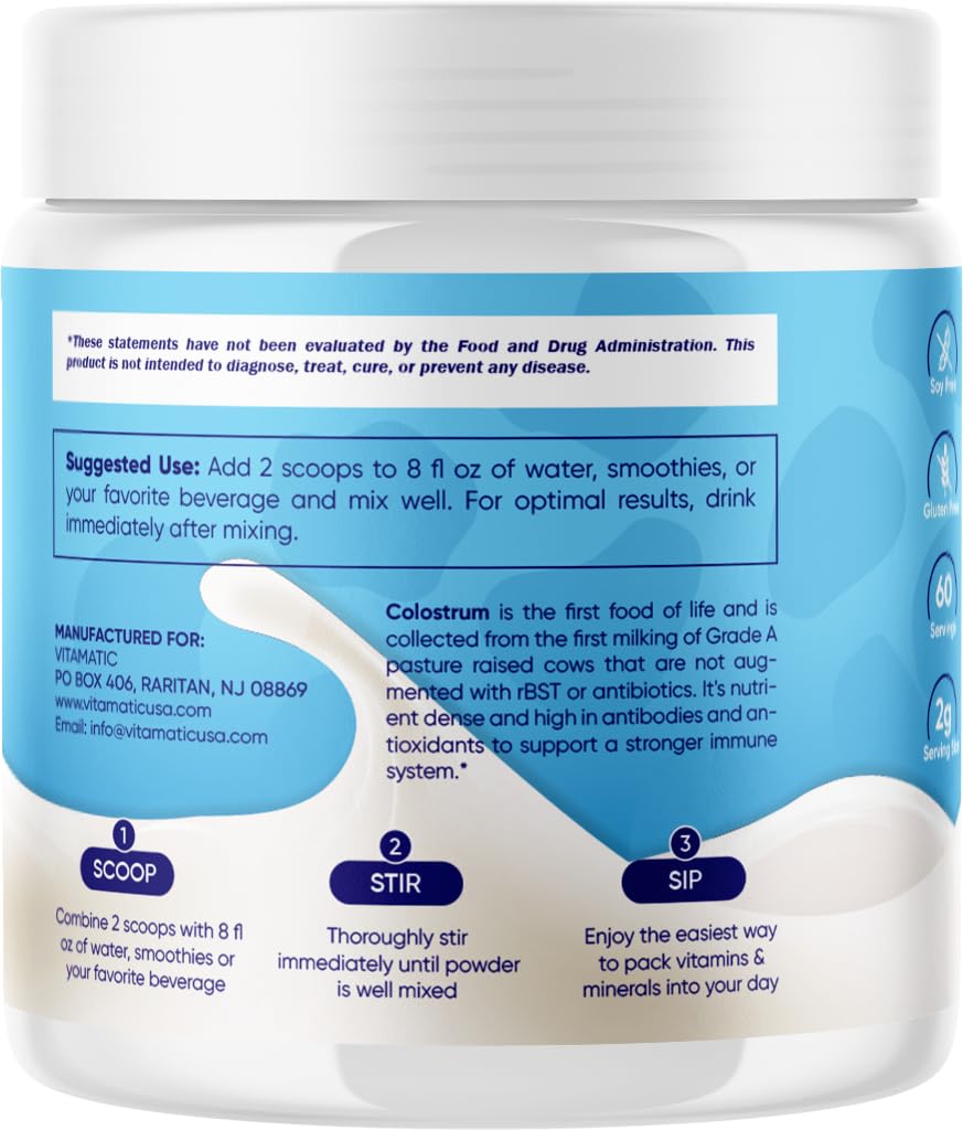 Vitamatic Bovine Colostrum Powder - 50% Highest IgG - Supplement for Gut Health Vitamatic Au supplements
