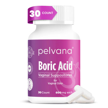 Pelvana Boric Acid Suppositories for Women - 30 Count - 600mg Boric Acid Capsules for Vaginal Odor Use Pelvana Au supplements