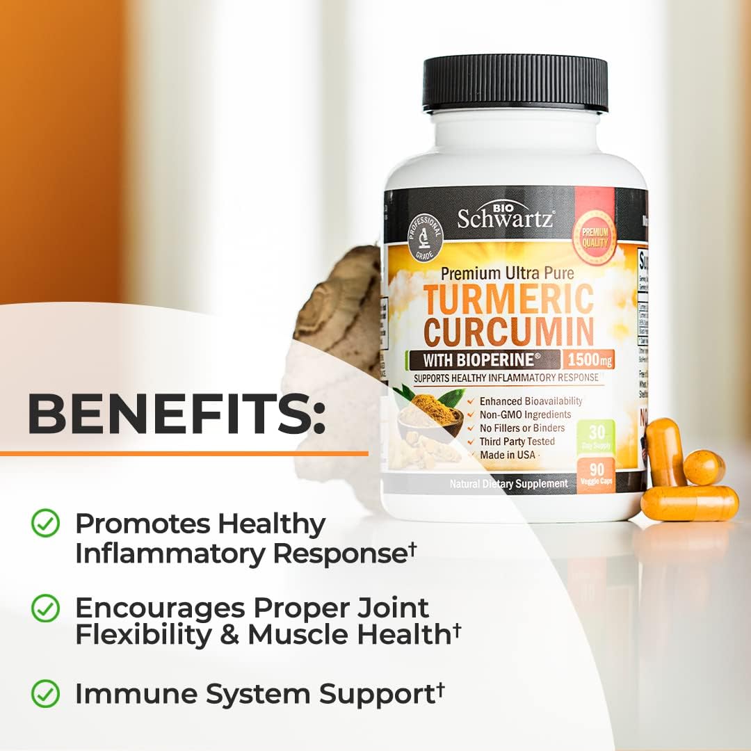 Turmeric Curcumin with Black Pepper Extract 1500mg - High Absorption BioSchwartz Au supplements