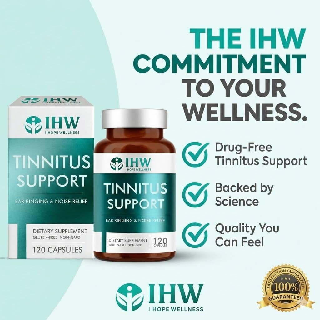IHW Tinnitus Relief for Ringing Ears, 1200mg Tinnitus Relief Supplement, 120 Capsules, with Vitamin B Complex & C, Reduces Ringing in Ears, Promotes Hearing Wellness & Comfort IHW Au supplements