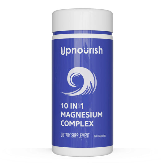 UpNourish Magnesium Supplement - 10 in 1 Magnesium Complex - Full Spectrum Magnesium Mineral Supplements with Glycinate, Citrate, Taurate, Malate, Carbonate, Oxide and More, 240 Vegan Capsules UpNourishAu supplements