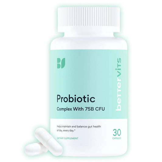 Bettervits Probiotics for Women & Men – 75 Billion CFU | Digestive Health and Gut Support Prebiotic | 14 Clinically Studied Strains with Vitamin B12, BettervitsAU supplements