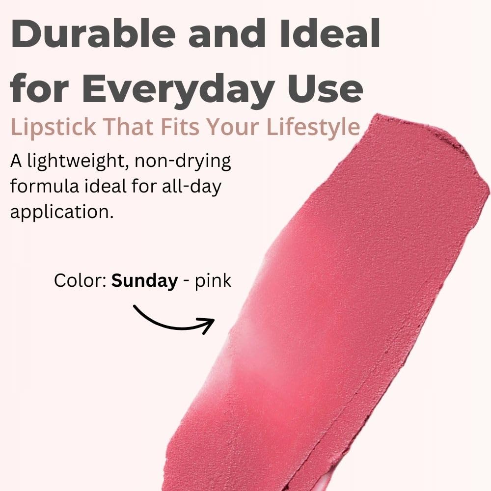 Merit Signature Lip Lightweight Matte Lipstick - 0.10 oz / 3 g (Sunday (pink), standard) Merit Au supplements