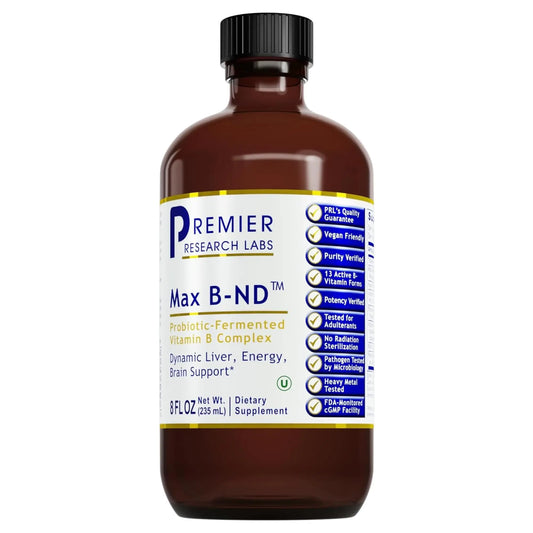 Premier Research Labs Max B-ND - Liquid Vitamin B Complex for Liver & Brain Health, Sublingual Drops for Men & Women with Thiamin, B12 & B6-8 Fl Oz Bottle Premier Research LabsAU supplements