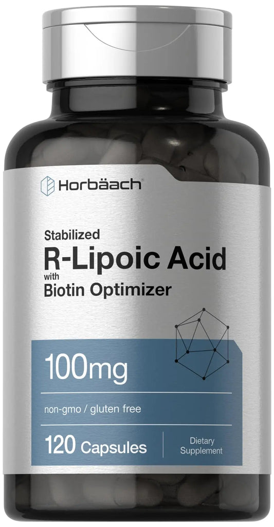 R-Lipoic Acid 100 mg | 120 Capsules | with Biotin Optimizer | Non-GMO, Gluten Free HorbäachAU supplements