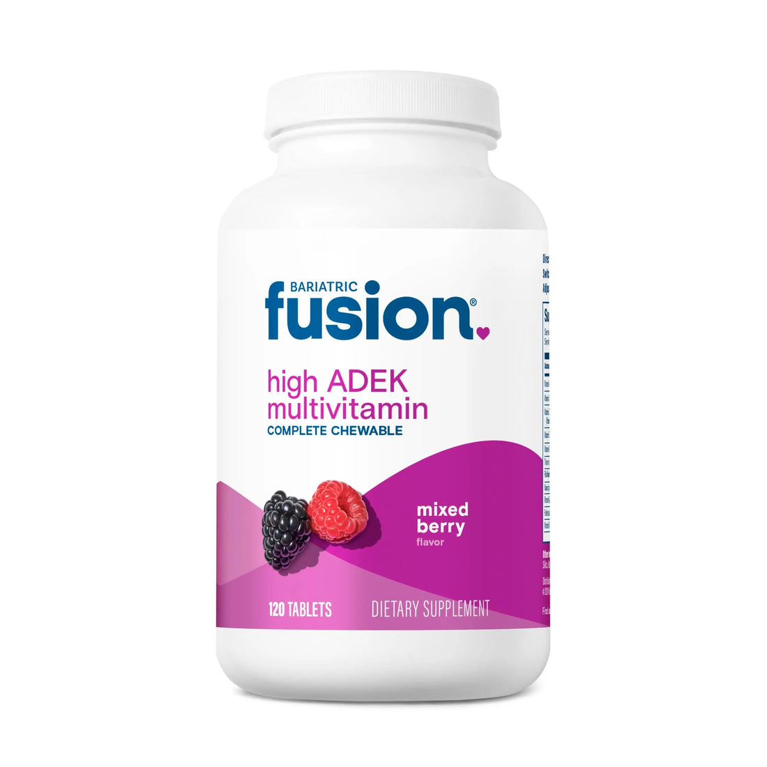 Bariatric Fusion Chewable Multivitamin with High ADEK Vitamins | Multi for Duodenal Switch Patients | Mixed Berry Flavored Tablets | Bariatric Fusion uk supplements