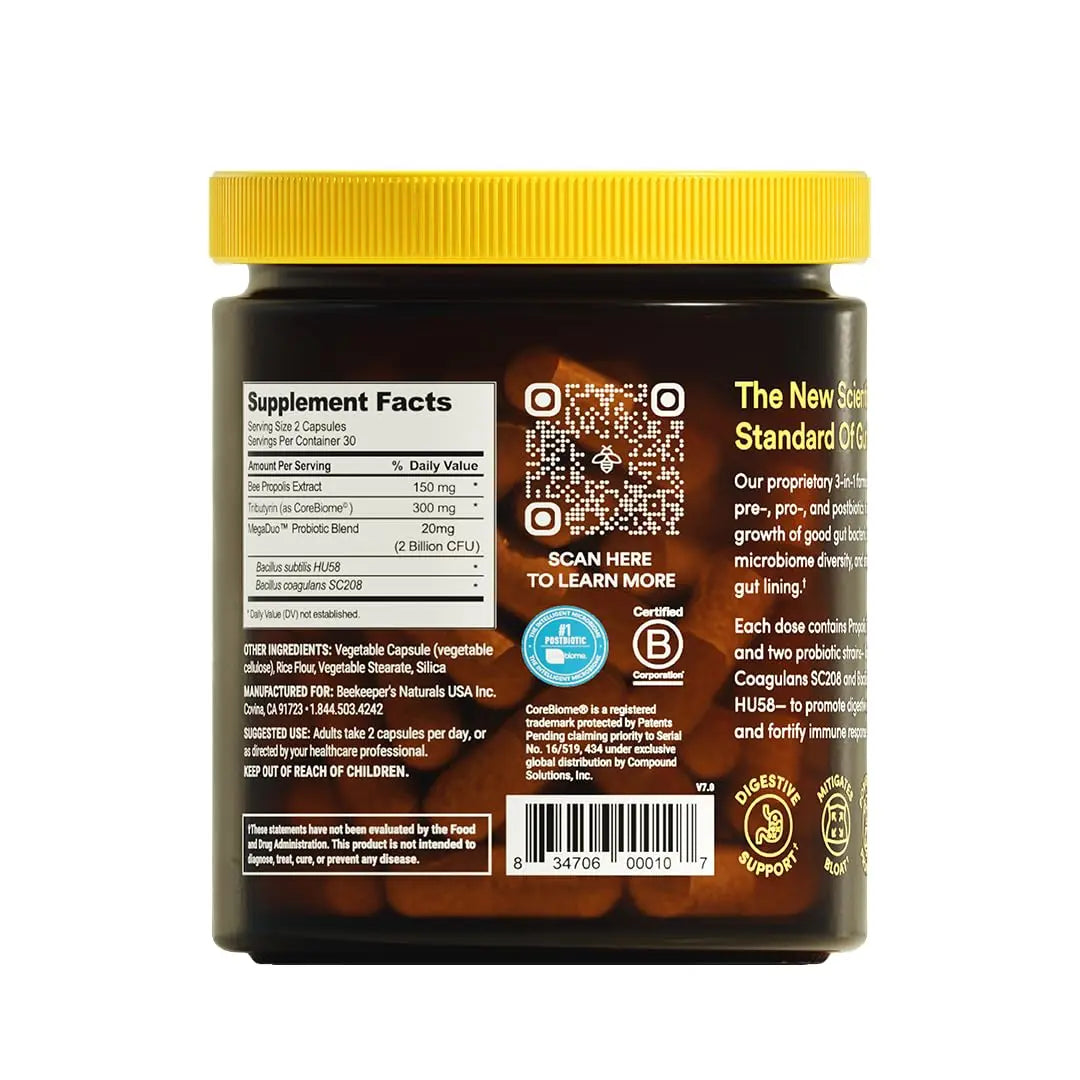 Complete Gut Health by Beekeeper's Naturals, 3-in-1 Prebiotic, Postbiotic, Probiotics for Digestive Health & Bloating Relief for Women & Men Beekeeper's Naturals uk supplements