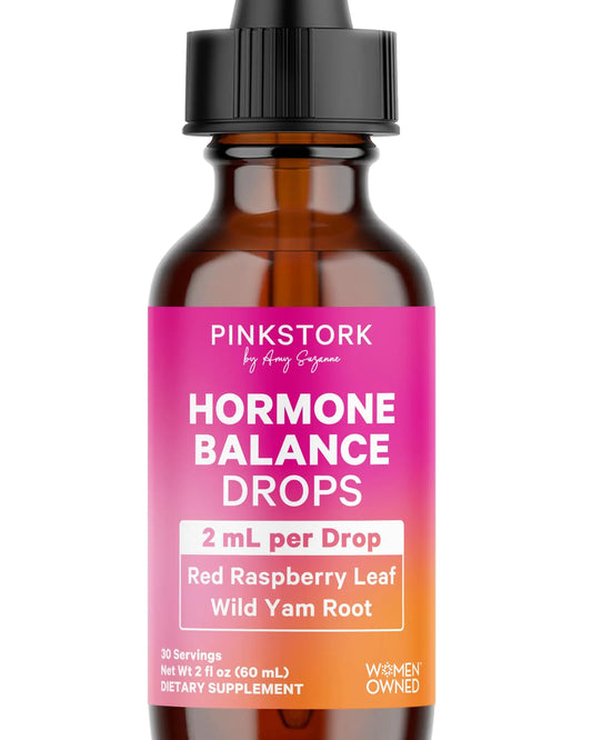 Pink Stork Hormone Balance Drops for Women - Supports Hormonal Health, PMS, Perimenopause & Mood, with Red Raspberry Leaf & Wild Yam - Liquid Supplement - Vegan, 2oz, 30 Servings Pink StorkAU supplements