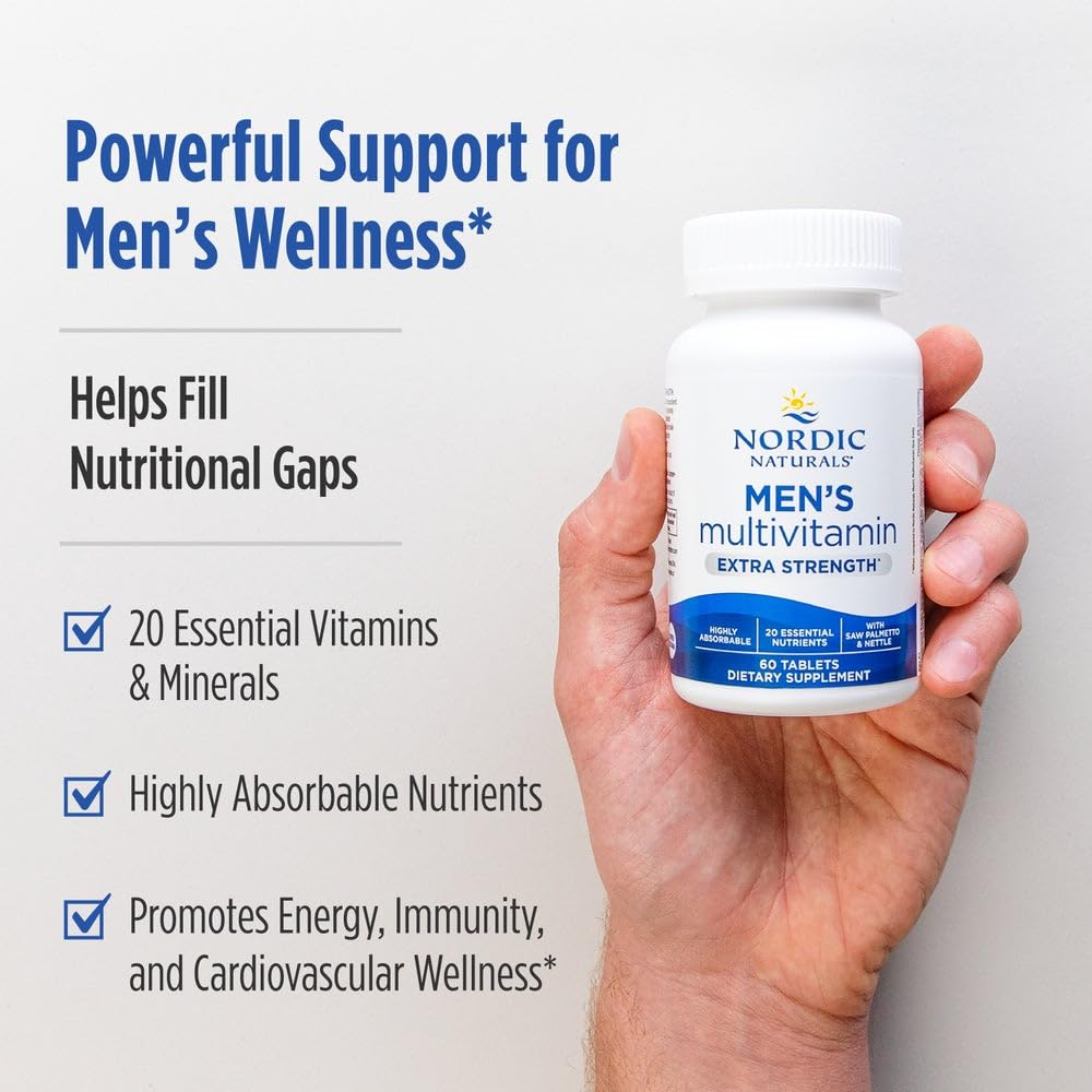 Nordic Naturals Men’s Multivitamin Extra Strength - Bone, Energy, & Blood-Vessel Support - Immunity Supplement - 20 Essential Nutrients - 60 Tablets - 30 Servings Nordic Naturals Au supplements