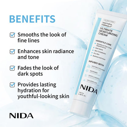 NIDA Youthful Formula™ Ultimate Moisturizing Cream | Centella Asiatica, Niacinamide, Hyaluronic Acid, Collagen | Wrinkles, Fine Lines NIDAUS supplements