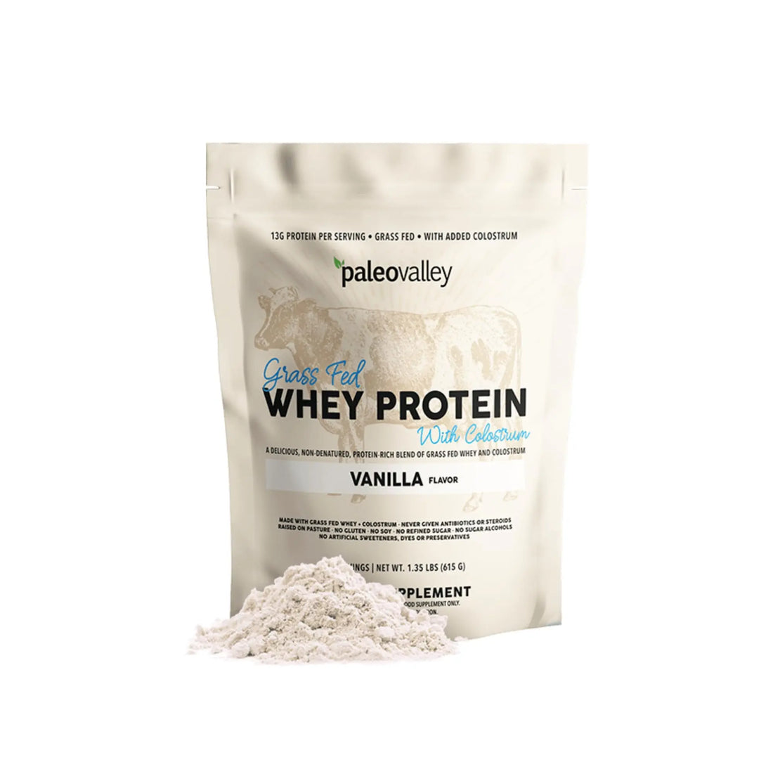 Paleovalley 100% Grassfed Whey Protein Powder with Colostrum, 30 Serving - Vanilla, 13g Protein, Muscle Building, Immune Support, Gut Health Paleovalley Au supplements