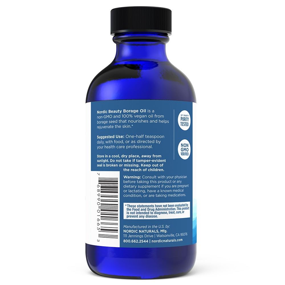 Nordic Naturals Nordic Beauty Borage Oil, Unflavored - 4 Ounces - Borage Seed Oil, Unique Omega-6 for Healthy and Hydrated Skin, 480 Milligrams of GLA - Non-GMO - Vegan, 48 Servings Nordic Naturals Au supplements