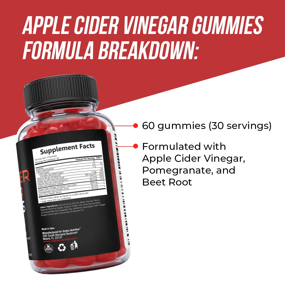 Apple Cider Vinegar Gummies - 1000mg - Formulated to Support Weight ORPHIC NUTRITION Au supplements