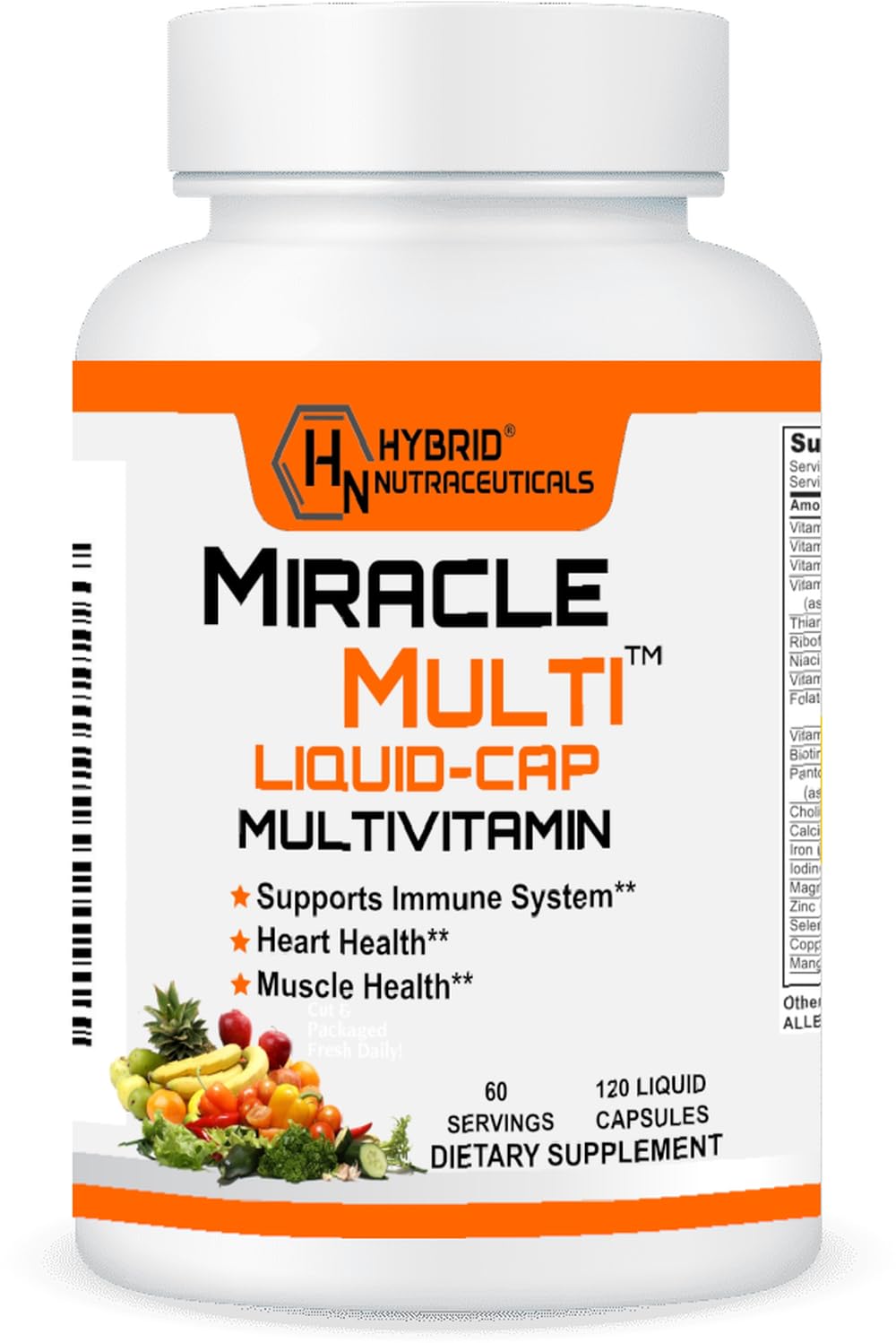 MiracleMulti Liquid Multivitamin Capsules for Men & Women - Complete Whole Food Blend Daily Vitamin & Mineral Supplement with CoQ10, B12, 42 Superfood Enzyme - 120 Softgels Hybrid Nutraceuticals Au supplements