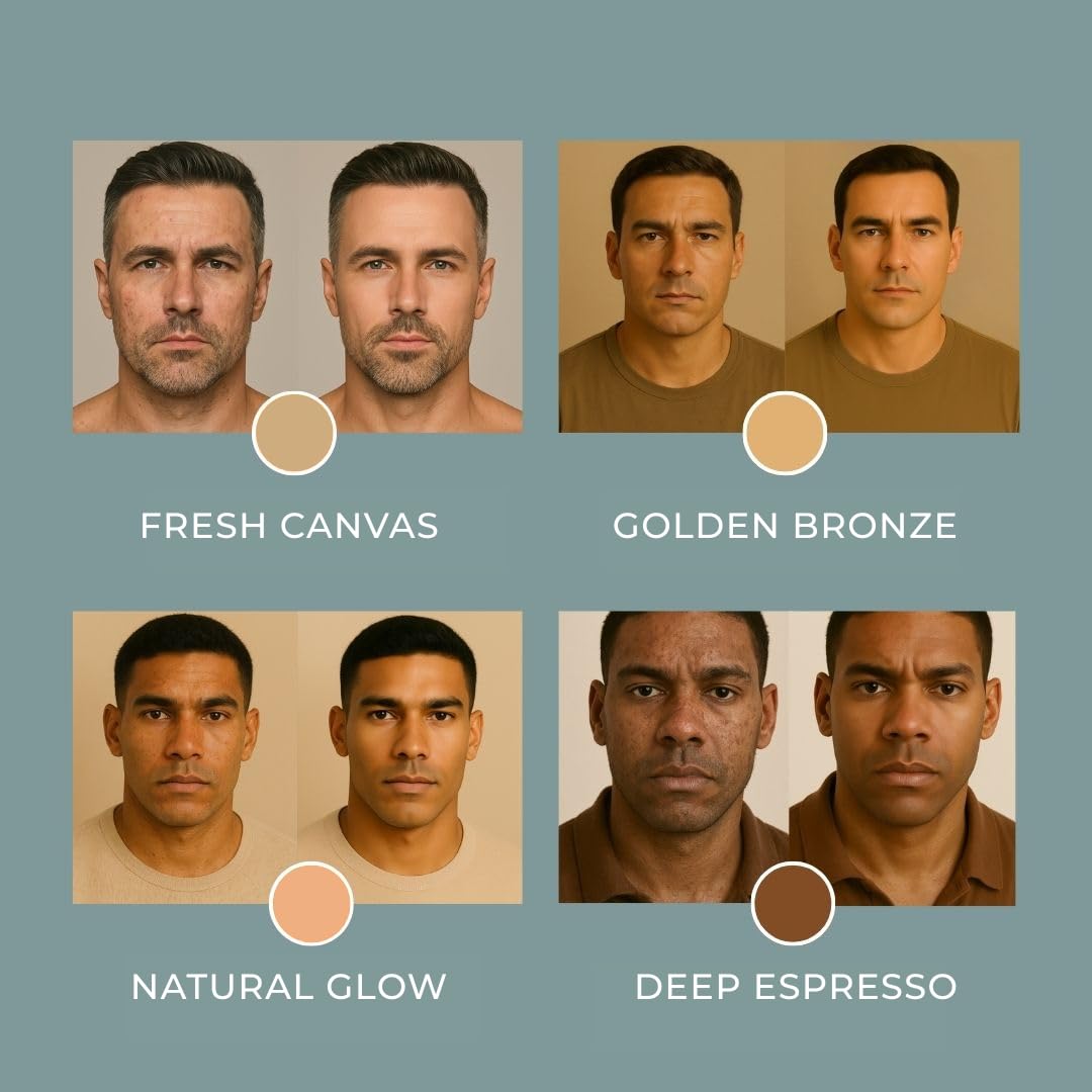 Hues for Him Foundation for Men – Full-Coverage, Lightweight & Hydrating Fit | Natural Coverage | Oil Control & Perfect Fit for Men’s Faces | Available in 4 Shades | Fresh Canvas, .67oz HUES FOR HIM Au supplements