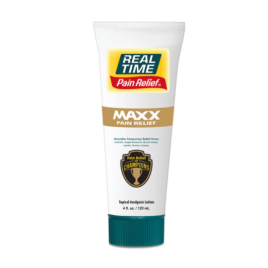 Real Time Pain Relief MAXX 4oz Tube | 18 Natural Ingredients: Arnica, Menthol & Peppermint | Maximum Strength Muscle Pain Relief Lotion for Arthritis, Hands, Ankles, Back, Shoulders, Knees & Joints Real Time Pain ReliefAU supplements