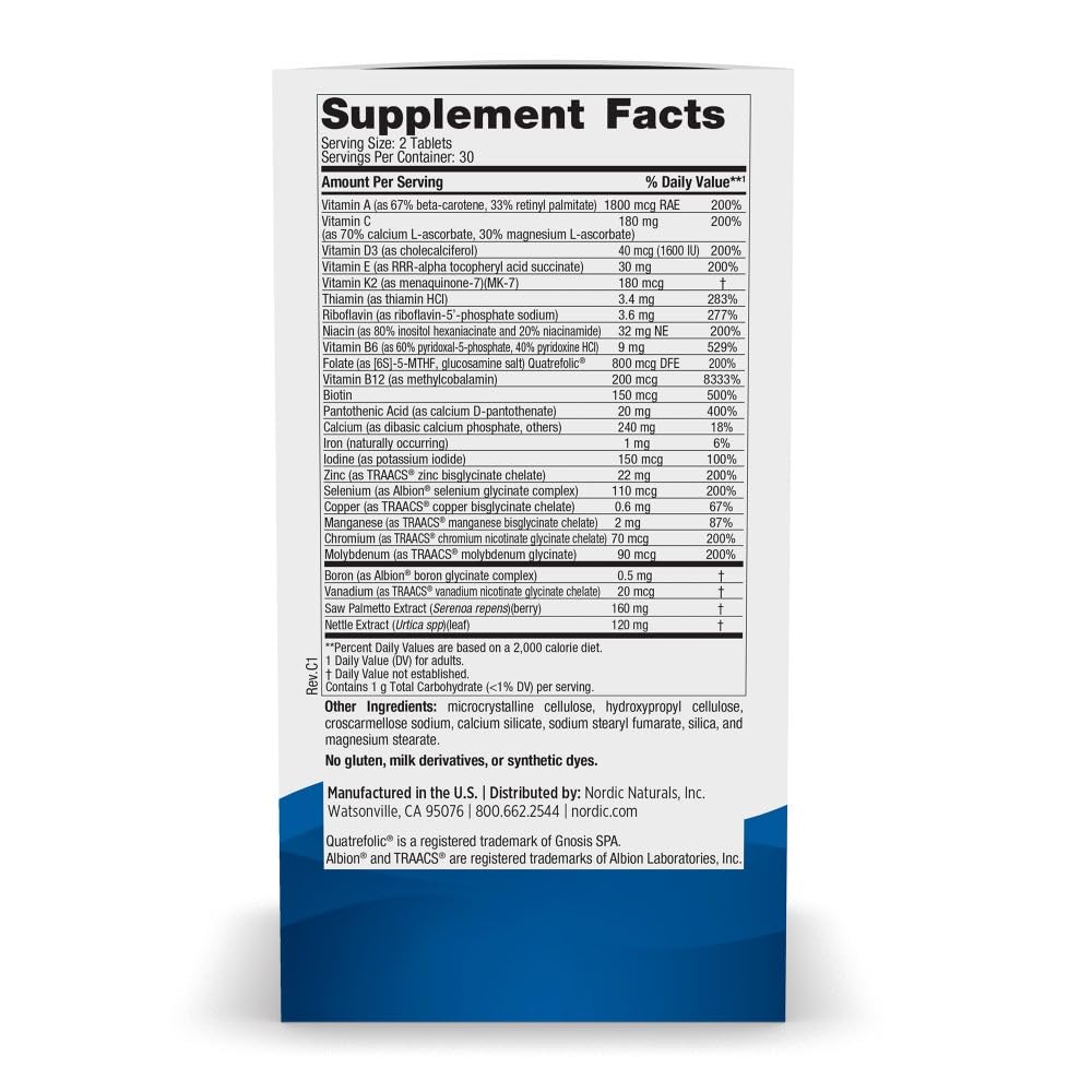 Nordic Naturals Men’s Multivitamin Extra Strength - Bone, Energy, & Blood-Vessel Support - Immunity Supplement - 20 Essential Nutrients - 60 Tablets - 30 Servings Nordic Naturals Au supplements