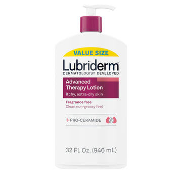 Lubriderm Advanced Therapy Fragrance-Free Moisturizing Hand & Body Lotion + Pro-Ceramide, Intense Hydration for Itchy