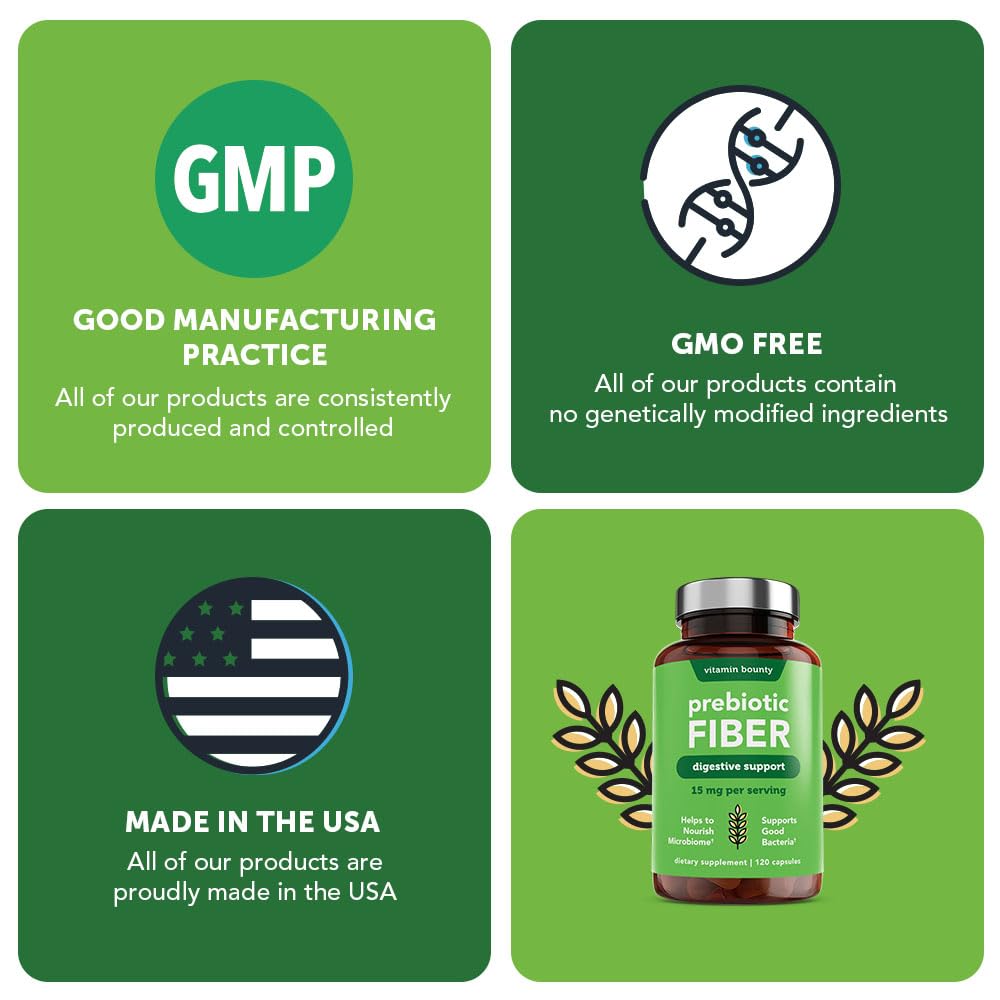 Vitamin Bounty Prebiotic Capsules - PreforPro® Prebiotics Supplement for Women & Men Digestive Health & Advanced Gut Health – No Fiber, No Bloating Vitamin BountyUS supplements
