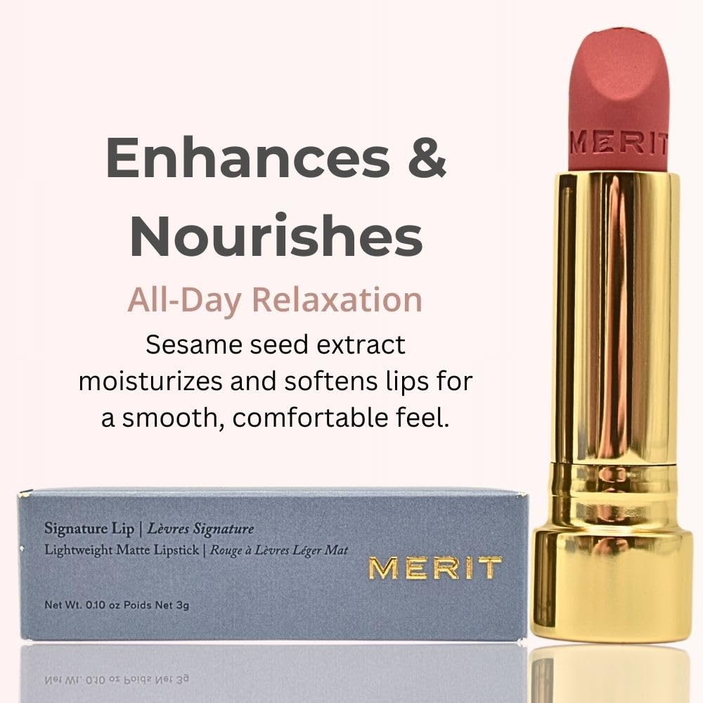 Merit Signature Lip Lightweight Matte Lipstick - 0.10 oz / 3 g (Sunday (pink), standard) Merit Au supplements