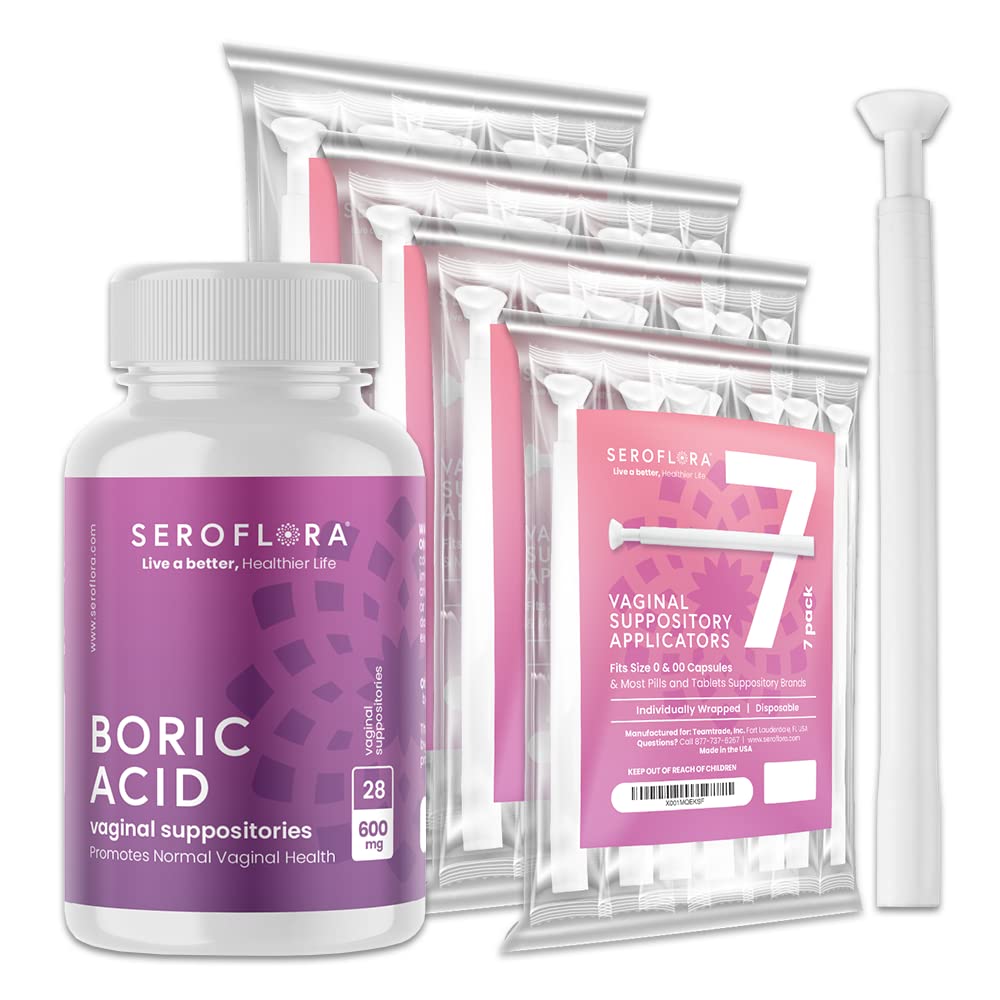 SEROVERA Seroflora Boric Acid Vaginal Suppositories 600 mg + Suppository Applicators Bundle SEROVERA Au supplements