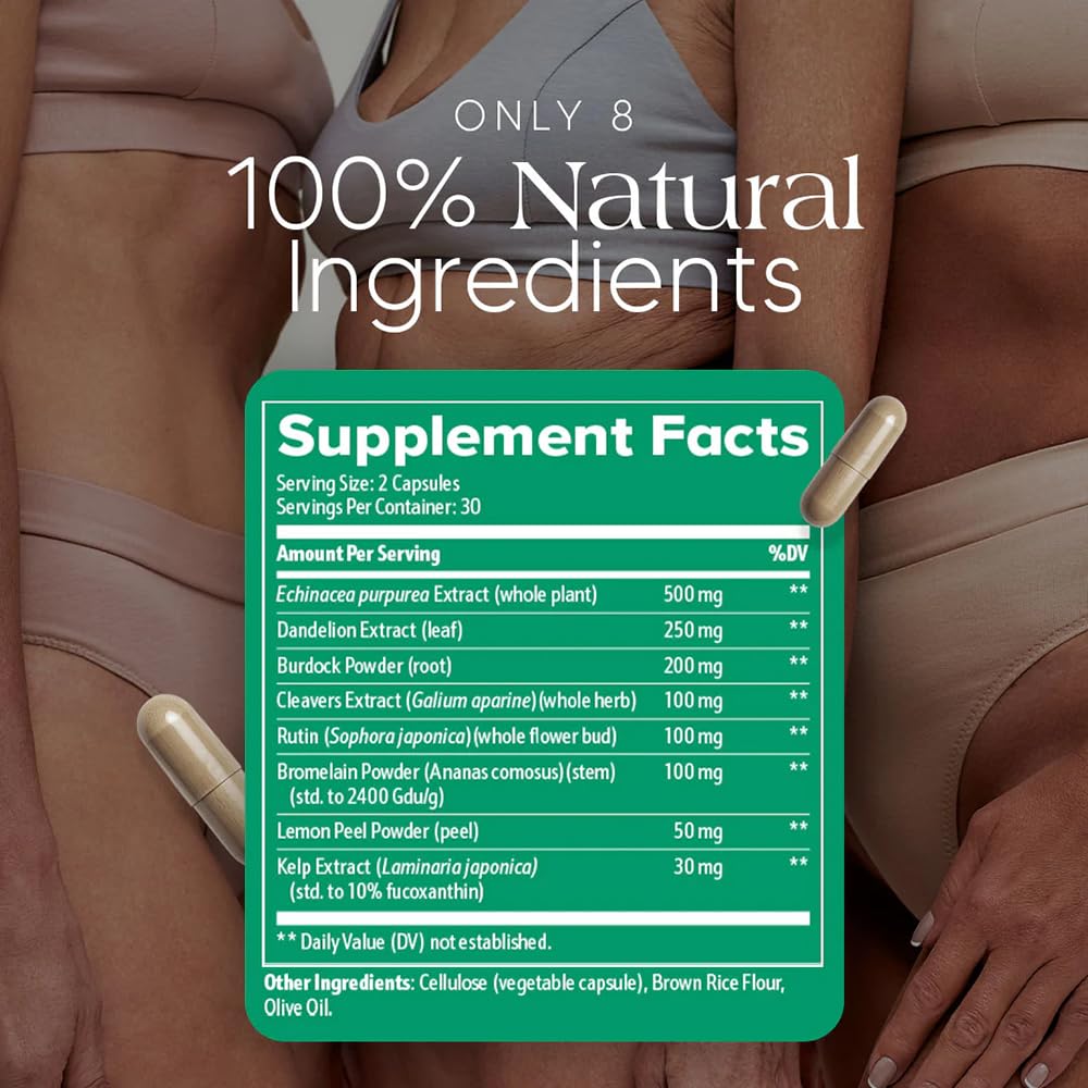 Megacephalus Lymphatic Drainage Capsules - New Maximum Potency Formula with Dandelion Extract, Cleavers Extract, Natural Ingredients, Vegan & Non-GMO, 60 Capsules (1) Megacephalus Au supplements