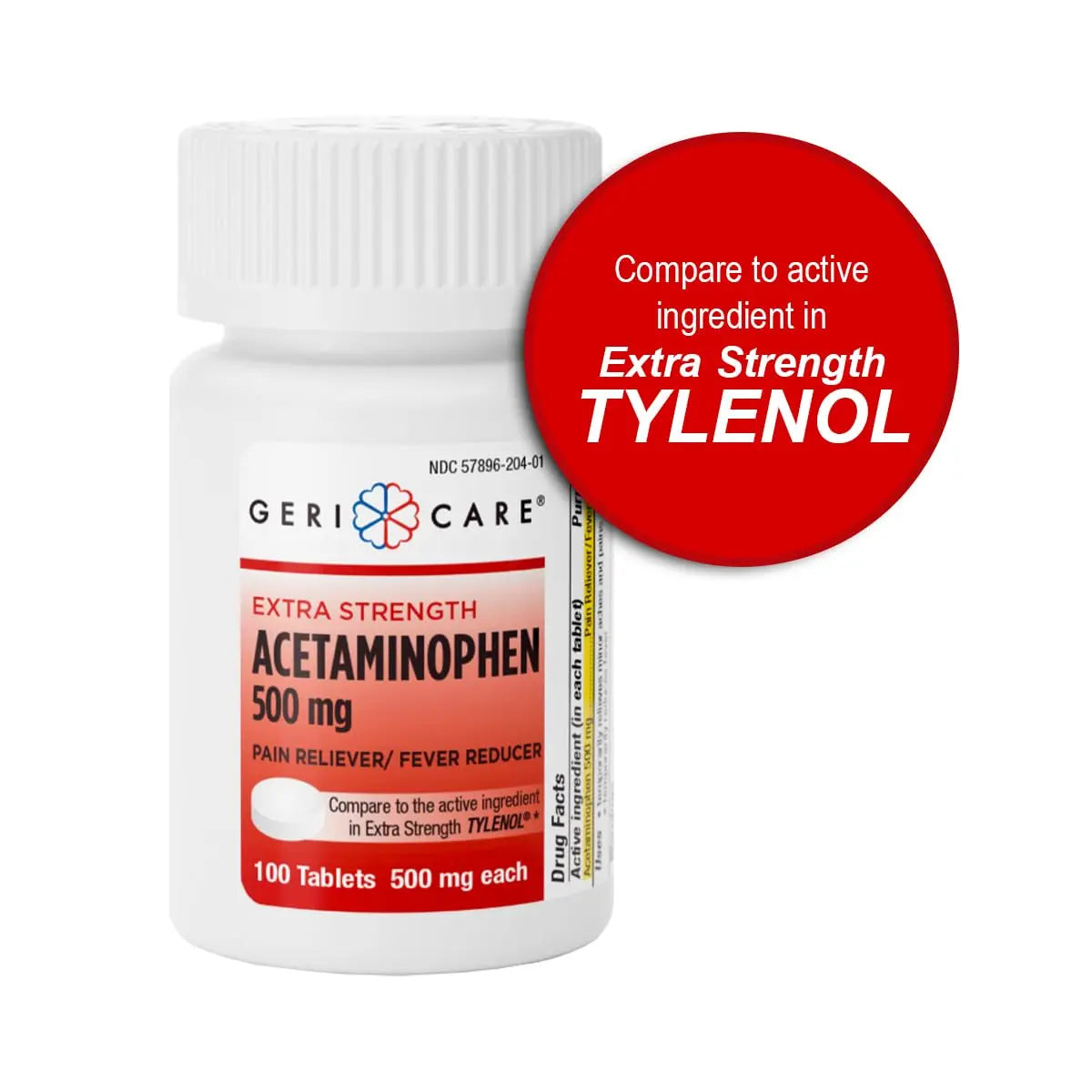 GeriCare Extra Strength Acetaminophen Pain Relief Fever Reducer Tablets, Strength 500mg Tablet | Joint, Muscle, Arthritis, Back Pain, Body Pain Relief, 100 Count (Pack of 2) GeriCare Au supplements