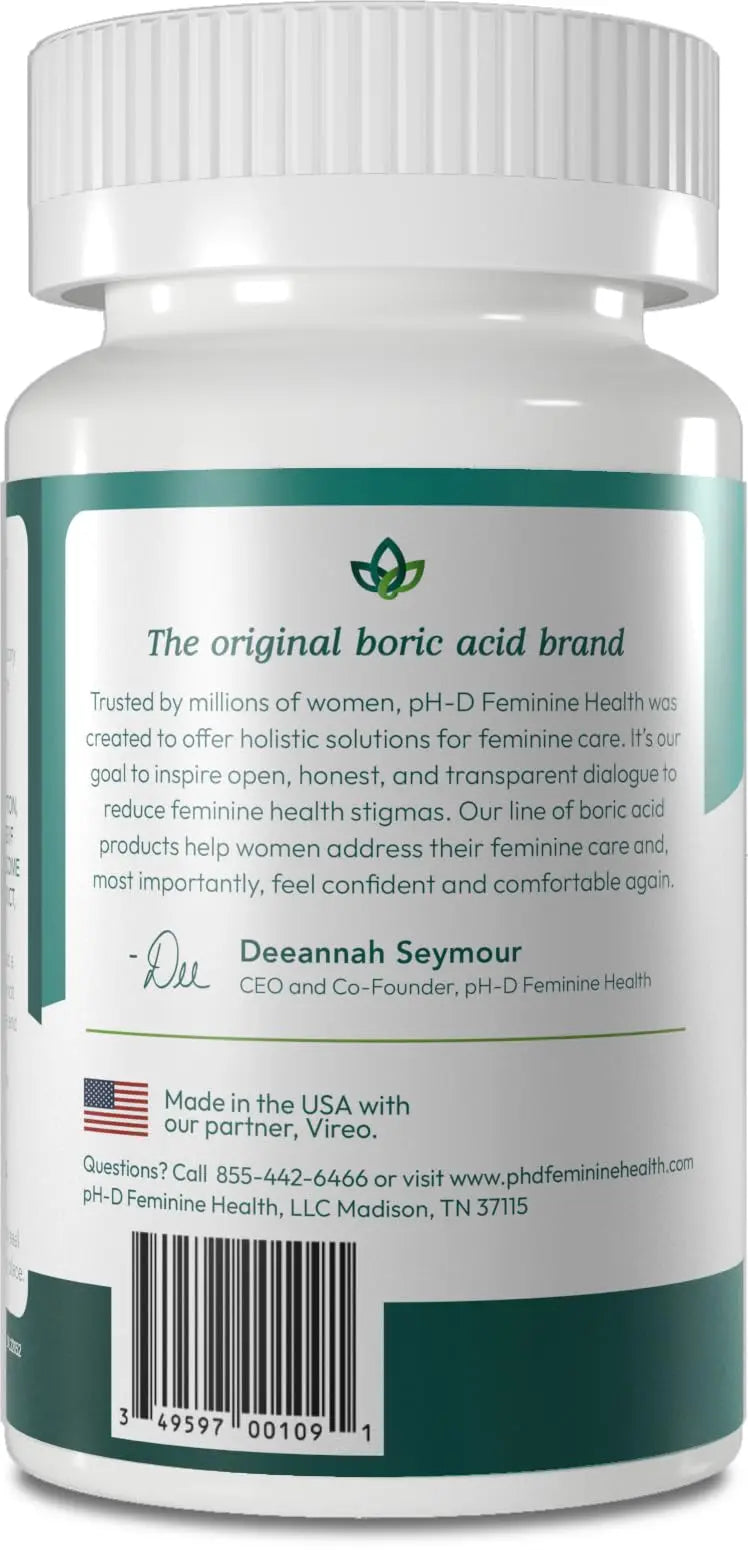 pH-D Feminine Health Support - 600 mg Boric Acid Suppositories - Woman Owned - for Vaginal Odor Use - 36 Count pH-D Feminine Health Support Au supplements