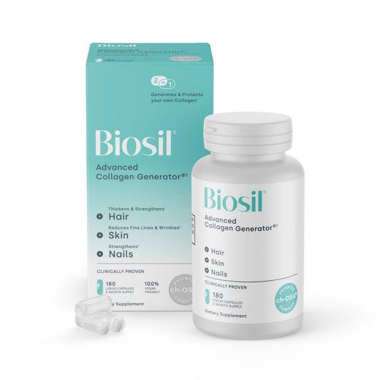 Biosil Collagen Booster Supplement - 180 Vegan Capsules - Patented ch-OSA Activator for Skin, Hair, Nails & Joints - Supports Natural Production - 90-Day Supply BiosilUS supplements