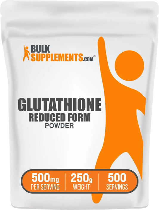 BulkSupplements.com Glutathione Reduced Powder - Glutathione Supplement, Reduced Glutathione Powder - Glutathione 500mg, Gluten Free, 500mg per Serving, 250g (8.8 oz) (Pack of 1) BulkSupplementsAU supplements