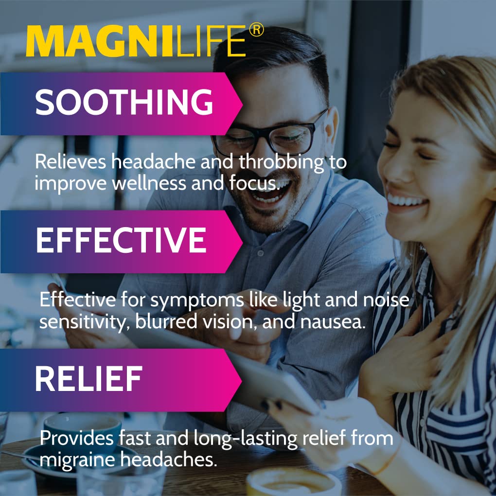 MagniLife Migraine Relief, Non-Habit Forming, 90 Homeopathic Tablets, Migraine Medicine for Light & Sound Sensitivity, Nausea, Blurred Vision & Pressure, Quick-Dissolve Headache Pain Relief MagniLife Au supplements