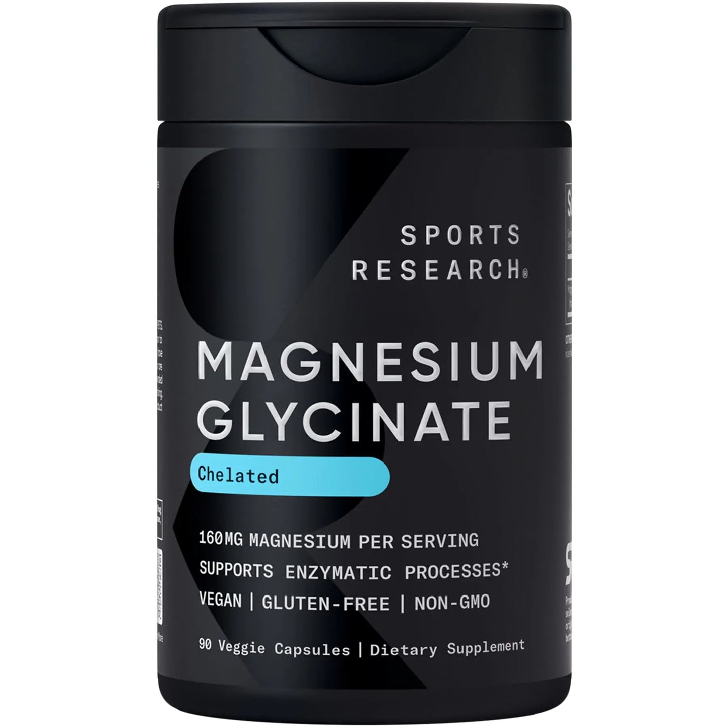 Sports Research® Magnesium Glycinate - Supports Restful Sleep & Enzymatic Processes - 160 mg Chelated Magnesium - Vegan Capsule - 90 Count Sports ResearchAU supplements