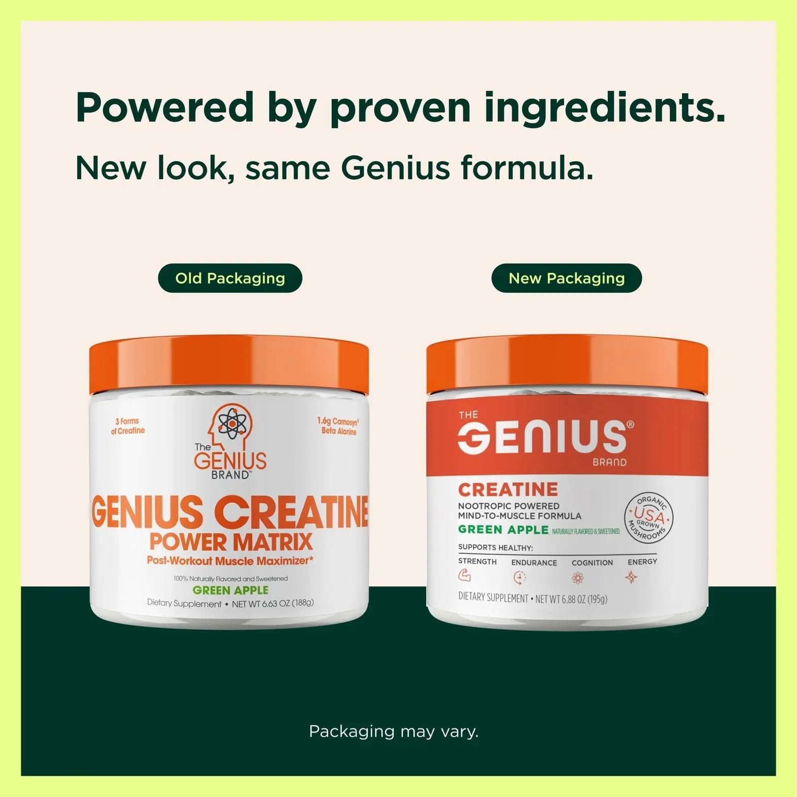 Genius Micronized Creatine Monohydrate Powder, Post Workout Supplement, Green Apple - 100% Naturally Flavored & Sweetened - Supports Muscle Building, Cellular Energy & Cognitive Function – 195g The Genius Brand Au supplements