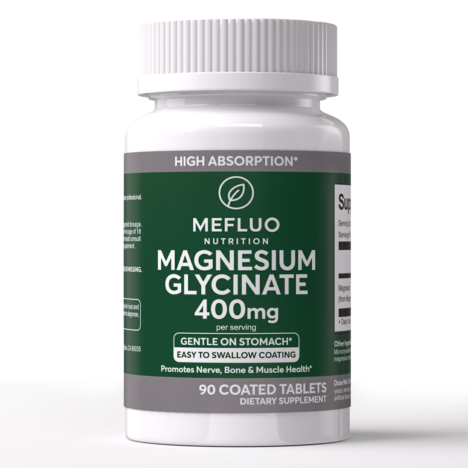 Magnesium Glycinate 400mg – High Absorption Magnesium Supplement for Muscle, Nerve & Sleep Support – Gentle on Stomach, Non-GMO, Vegan Capsules, 90 Count Mefluo Au supplements