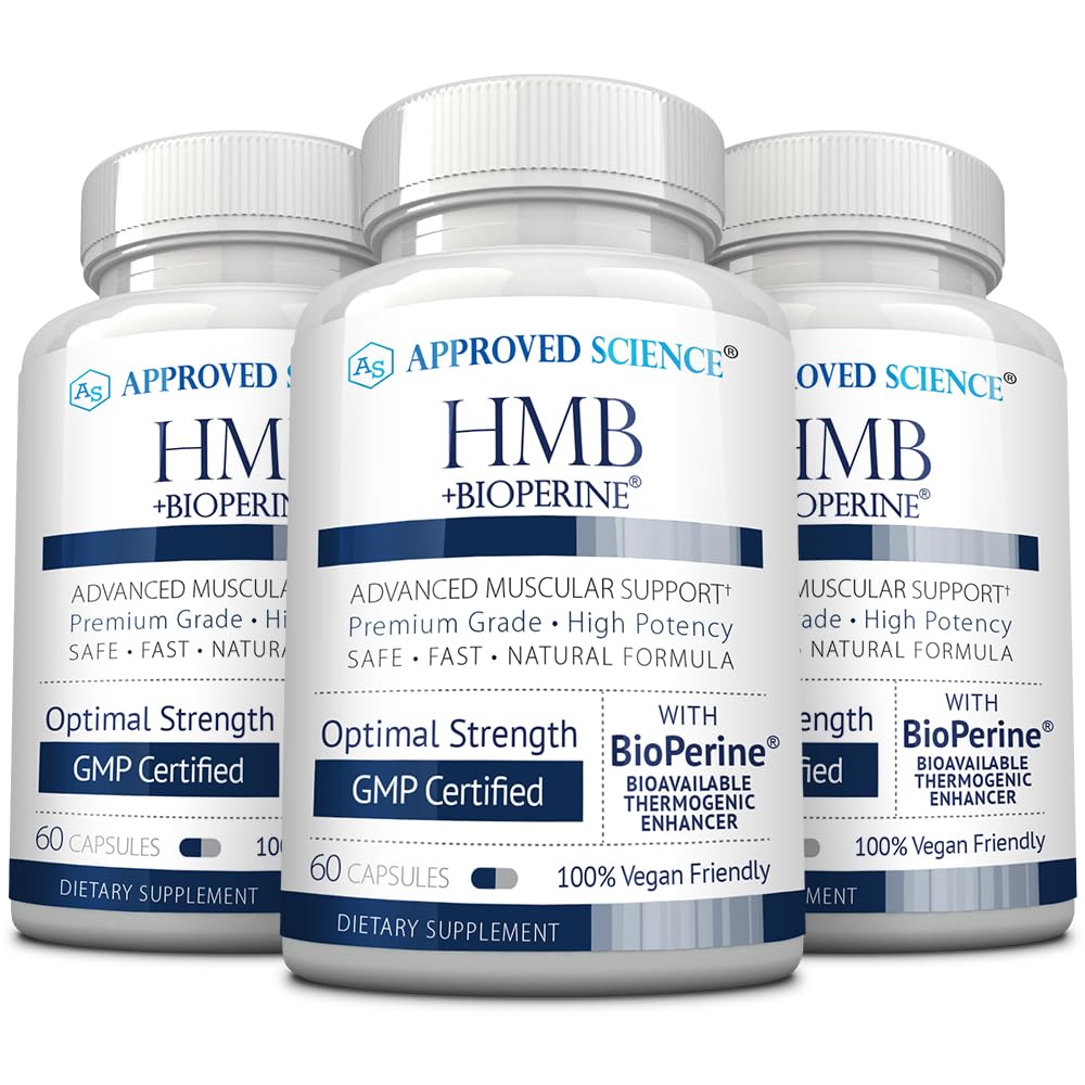 Approved Science HMB - 1500mg High Potency HMB Supplement with Calcium & BioPerine for Absorption - Muscle Health & Exercise Performance - 60 Vegan Capsules - Pack of 3 Approved Science uk supplements