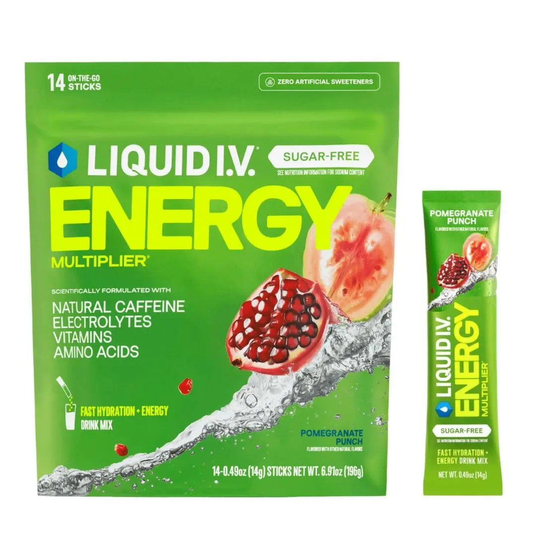 Liquid I.V.® Hydration Multiplier Sugar Free + Energy - Pomegranate Punch | Electrolyte Powder Drink Mix | 1 Pack (14 Servings) Liquid I.V. Au supplements