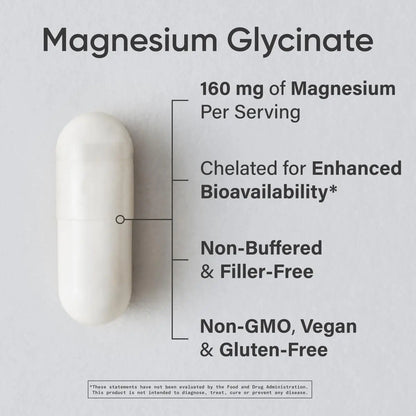 Sports Research® Magnesium Glycinate - Supports Restful Sleep & Enzymatic Processes - 160 mg Chelated Magnesium - Vegan Capsule - 90 Count Sports ResearchAU supplements