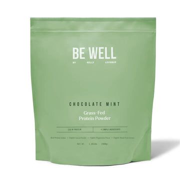 Be Well by Kelly Mint Chocolate Grass-Fed Beef Protein Powder, 23G of Protein & 1G of Carbs (4 Ingredients, 30 Servings) 9 Amino Acids + 3 BCAAs No Soy,