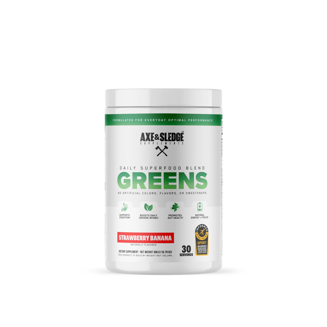Axe & Sledge Super Greens and Reds Powder – Greens Drink with Superfoods, Probiotics & Digestive Enzymes for Energy, Gut Health & Bloating | Strawberry Banana Axe & Sledge uk supplements