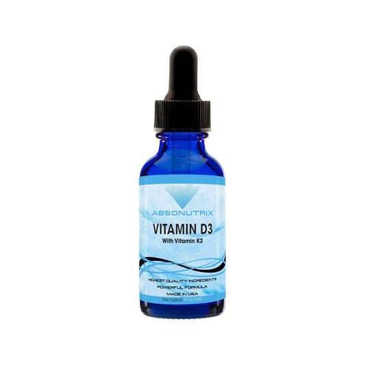 Absonutrix Vitamin D3 K2 Drops, 390mg, 4 Oz Liquid, 302 Servings, Made in USA, Quick Absorption, Quality Potent Ingredients, Non-GMO, GMP Certified, Cruelty-Free Products, Bone Strength Supplements AbsonutrixAU supplements