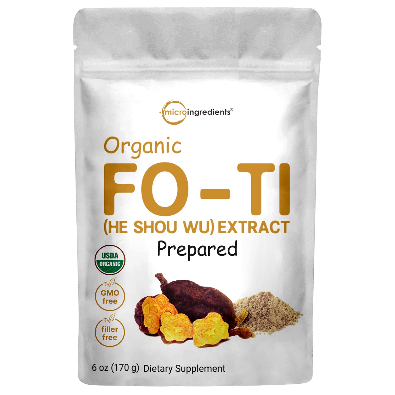 Organic He Shou Wu, Pure Fo Ti Extract Powder, 6 Ounce, Prepared Foti Steaming Micro Ingredients Au supplements