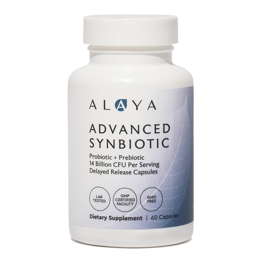 Alaya Naturals Advanced Synbiotic - Probiotic + Prebiotic - 14 Billion CFU Delayed Release Probiotic Supplement with Prebiotics from Sunfiber®, and L-glutamine for Gut Lining Integrity - 60 Capsules Alaya NaturalsUS supplements