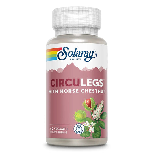 SOLARAY Circulegs - Herbal Supplements for Wellness Support w/Horse Chestnut Extract and Vitamin C, Plus Gotu Kola, Flavonoids, Hesperidin Blend - Vegan, Gluten Free, 60-Day Guarantee - 30 Servings SOLARAYAU supplements