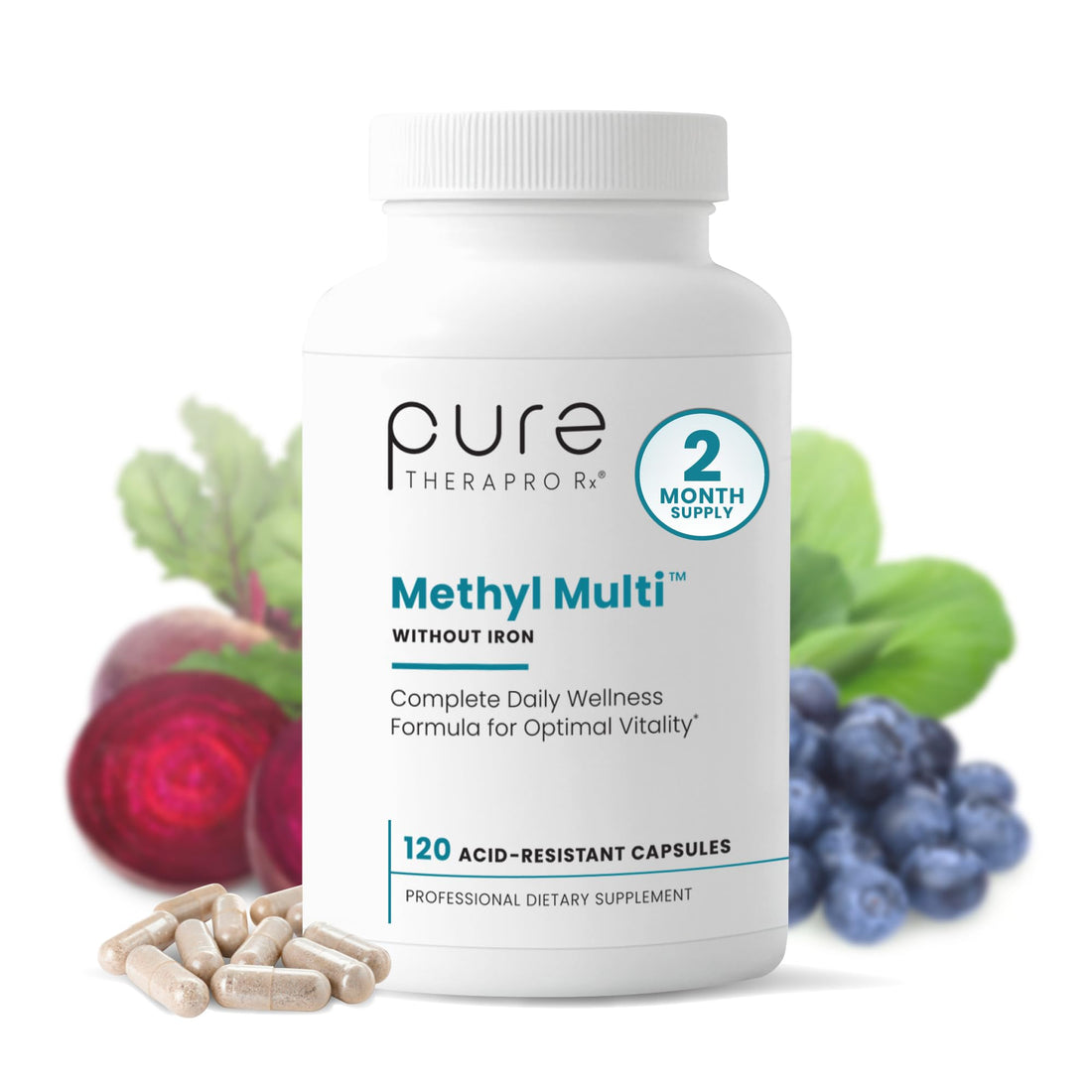 Pure Therapro Rx Methylated Multivitamin for Men and Women | Made in USA | Methyl Multi Without Iron Methyl B12 & Methylfolate | 120 Capsules, 2-Month Supply Pure Therapro Rx Au supplements